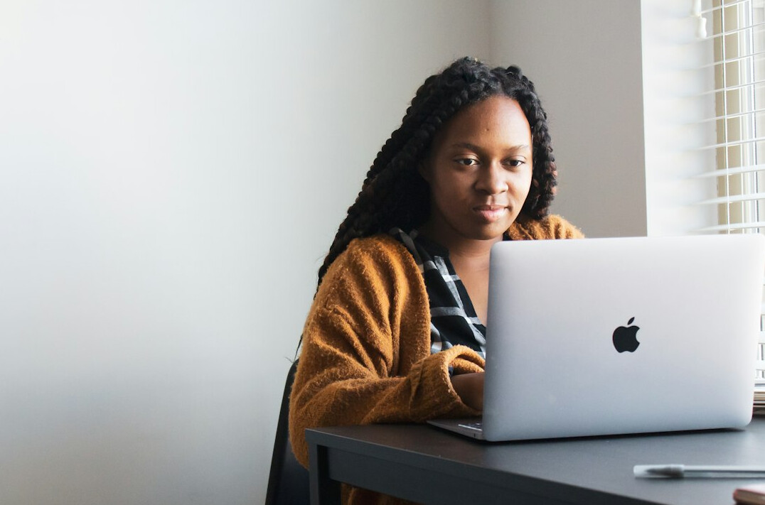 person attending online course