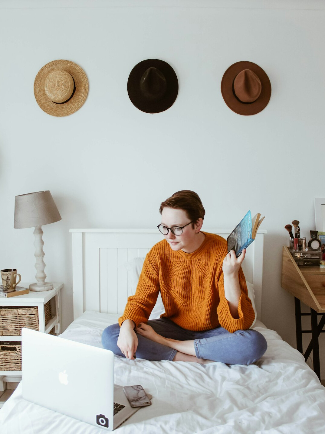woman taking online course